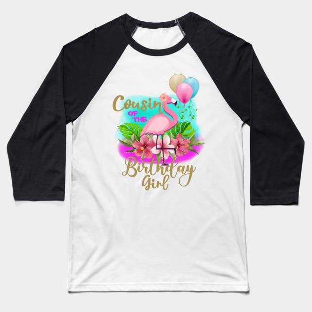 cousin of the birthday girl Flamingo style Baseball T-Shirt by GreyMoonStudio